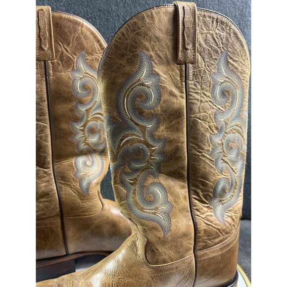 Old West Men\'s Size 13 D Broad Square Toe Western Work Boots Burnt Dark Brown main image 4